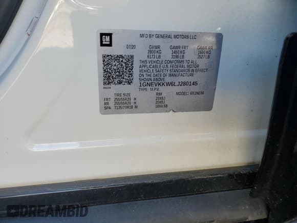 ✅ 2020 Chevrolet Traverse Premier • VIN: 1GNEVKKW6LJ280145 • Lot: 91101165. Wystawiony na Copart z przebiegiem 75 218 mil. Bezpłatny archiwum sprzedaży aukcyjnych z USA i szczegółowy raport historii pojazdu na DreamBid. Zdjęcie 14.