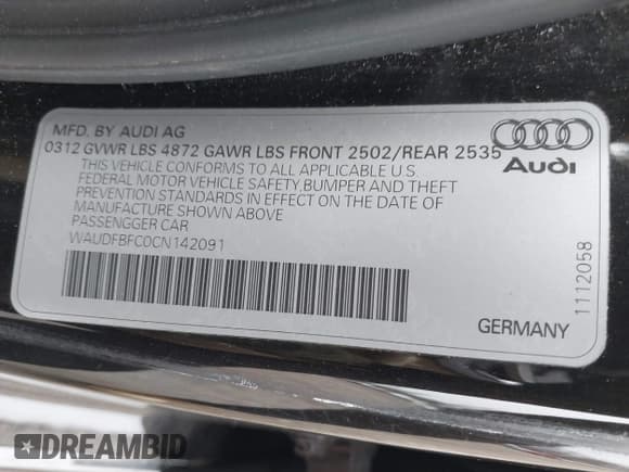 ✅ 2012 Audi A6 • VIN: WAUDFBFC0CN142091 • Lot: 41556073. Listed on IAAI with 162,538 mi. Free auction sales archive from the USA and detailed vehicle history report at DreamBid. Image 9.
