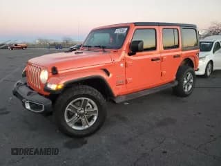 ✅ 2018 Jeep Wrangler Unlimited Sahara • VIN: 1C4HJXEN3JW215738 • Lot: 91250565. Listed on Copart with 74,238 mi. Free auction sales archive from the USA and detailed vehicle history report at DreamBid. Image 1.