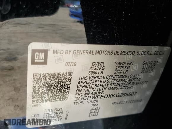 ✅ 2019 Chevrolet Silverado 1500 High Country • VIN: 3GCPWFEDXKG285607 • Lot: 49197955. Wystawiony na Copart z przebiegiem 107 710 mil. Bezpłatny archiwum sprzedaży aukcyjnych z USA i szczegółowy raport historii pojazdu na DreamBid. Zdjęcie 13.
