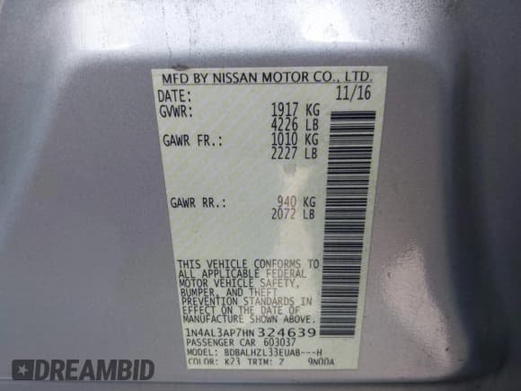 ✅ 2017 Nissan Altima S • VIN: 1N4AL3AP7HN324639 • Lot: 42008550. Wystawiony na IAAI z przebiegiem 101 419 mil. Bezpłatny archiwum sprzedaży aukcyjnych z USA i szczegółowy raport historii pojazdu na DreamBid. Zdjęcie 9.