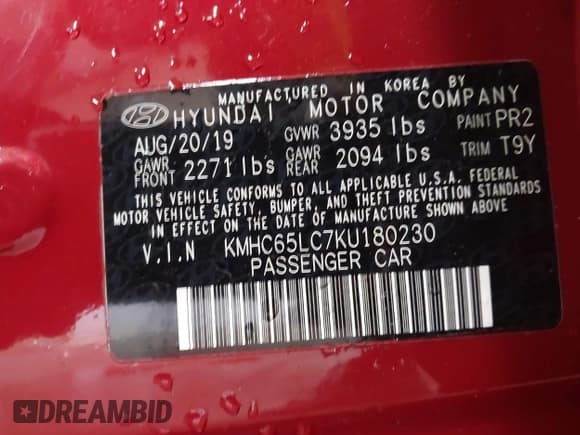 ✅ 2019 Hyundai Ioniq Blue • VIN: KMHC65LC7KU180230 • Lot: 42995835. Wystawiony na IAAI z przebiegiem 159 325 mil. Bezpłatny archiwum sprzedaży aukcyjnych z USA i szczegółowy raport historii pojazdu na DreamBid. Zdjęcie 9.