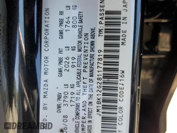 ✅ 2008 Mazda 3 i Sport • VIN: JM1BK12G281177819 • Лот: 60688765. Опубликован ранее на Copart с пробегом 225 864 миль. Бесплатный доступ к архиву аукционных продаж из США и подробный отчёт об истории автомобиля на DreamBid. Изображение 12.