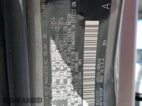 ✅ 2007 Toyota Sequoia Limited • VIN: 5TDBT48A17S278644 • Лот: 86155355. Опубликован ранее на Copart с пробегом 217 527 миль. Бесплатный доступ к архиву аукционных продаж из США и подробный отчёт об истории автомобиля на DreamBid. Изображение 12.