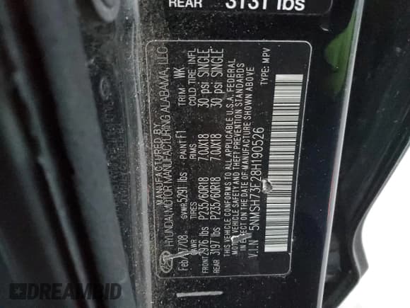 ✅ 2008 Hyundai Santa Fe SE • VIN: 5NMSH73E28H190526 • Lot: 80631644. Listed on Copart with 116,713 mi. Free auction sales archive from the USA and detailed vehicle history report at DreamBid. Image 13.