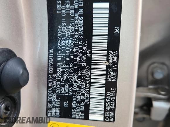 ✅ 2007 Toyota Highlander • VIN: JTEGP21A670143862 • Lot: 71318475. Wystawiony na Copart z przebiegiem 226 450 mil. Bezpłatny archiwum sprzedaży aukcyjnych z USA i szczegółowy raport historii pojazdu na DreamBid. Zdjęcie 13.