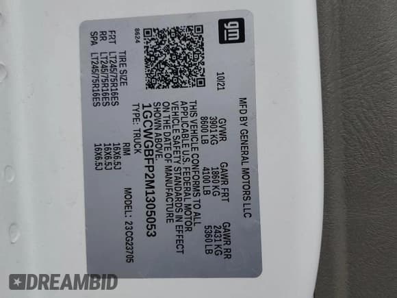 ✅ 2021 Chevrolet Express Cargo • VIN: 1GCWGBFP2M1305053 • Lot: 48976605. Listed on Copart with 75,005 mi. Free auction sales archive from the USA and detailed vehicle history report at DreamBid. Image 13.