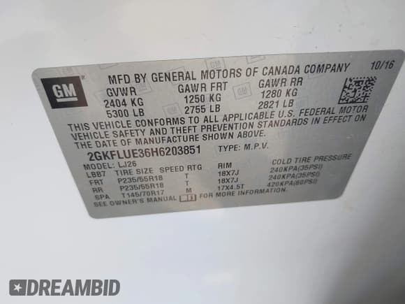 ✅ 2017 GMC Terrain SLT • VIN: 2GKFLUE36H6203851 • Lot: 43273678. Listed on IAAI with 145,762 mi. Free auction sales archive from the USA and detailed vehicle history report at DreamBid. Image 9.