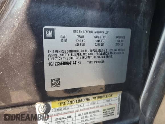 2010 Chevrolet Malibu 1LT with VIN 1G1ZC5EB9A4144185, listed as a Copart auction lot 71685085 with Not provided miles and Salvage title. Bid and sale history available at DreamBid. Image 12.