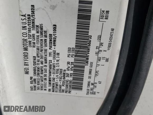 ✅ 1998 Lincoln Continental • VIN: 1LNFM97V4WY686733 • Lot: 65069875. Wystawiony na Copart z przebiegiem 196 760 mil. Bezpłatny archiwum sprzedaży aukcyjnych z USA i szczegółowy raport historii pojazdu na DreamBid. Zdjęcie 12.