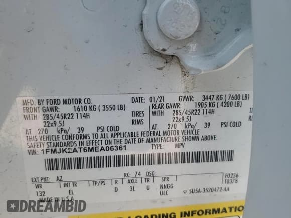 ✅ 2021 Ford Expedition Max Limited • VIN: 1FMJK2AT6MEA06361 • Lot: 48896685. Wystawiony na Copart z przebiegiem 59 716 mil. Bezpłatny archiwum sprzedaży aukcyjnych z USA i szczegółowy raport historii pojazdu na DreamBid. Zdjęcie 13.