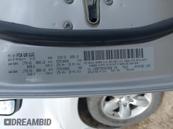 ✅ 2015 Ram 1500 Big Horn • VIN: 1C6RR7TM6FS678308 • Lot: 43463105. Wystawiony na IAAI z przebiegiem 246 232 mil. Bezpłatny archiwum sprzedaży aukcyjnych z USA i szczegółowy raport historii pojazdu na DreamBid. Zdjęcie 9.