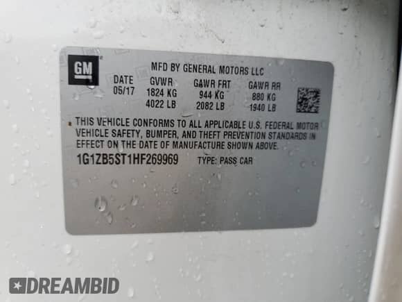 2017 Chevrolet Malibu LS z VIN 1G1ZB5ST1HF269969, wystawiony jako Copart lot #70947835 z przebiegiem 110 504 mil mil oraz Szkoda całkowita • Salvage title. Historia ofert i sprzedaży dostępna na DreamBid. Obrazek 12.