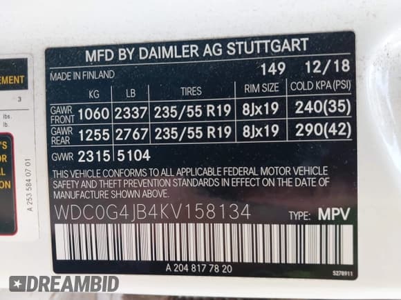✅ 2019 Mercedes-Benz GLC 300 • VIN: WDC0G4JB4KV158134 • Лот: 43104789. Опубликован ранее на IAAI с пробегом 59 880 миль. Бесплатный доступ к архиву аукционных продаж из США и подробный отчёт об истории автомобиля на DreamBid. Изображение 9.