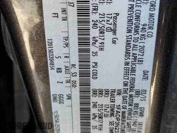 ✅ 2015 Ford Focus Titanium • VIN: 1FADP3N23FL274959 • Lot: 71277115. Wystawiony na Copart z przebiegiem 179 632 mil. Bezpłatny archiwum sprzedaży aukcyjnych z USA i szczegółowy raport historii pojazdu na DreamBid. Zdjęcie 13.