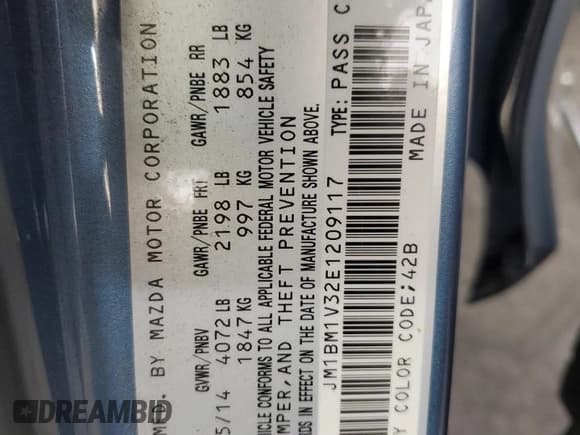 ✅ 2014 Mazda 3 S Touring • VIN: JM1BM1V32E1209117 • Lot: 92885235. Listed on Copart with Not provided. Free auction sales archive from the USA and detailed vehicle history report at DreamBid. Image 12.