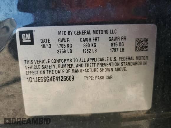 2014 Chevrolet Sonic LTZ с VIN 1G1JE5SG4E4126609, выставлен на аукционе Copart как лот 81645734 с пробегом 215 941 миль миль и Чистый • Clean title. История ставок и продаж доступна на DreamBid. Изображение 13.