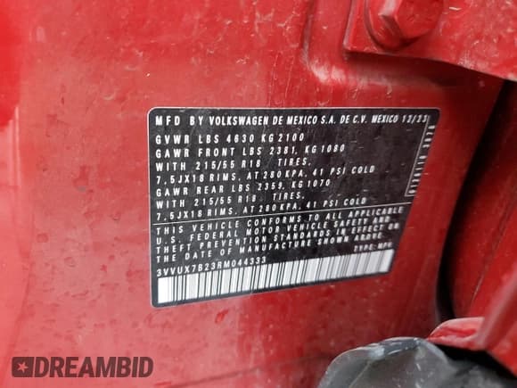 ✅ 2024 Volkswagen Taos SE • VIN: 3VVUX7B23RM044333 • Лот: 82402695. Опубликован ранее на Copart с пробегом 16 718 миль. Бесплатный доступ к архиву аукционных продаж из США и подробный отчёт об истории автомобиля на DreamBid. Изображение 14.