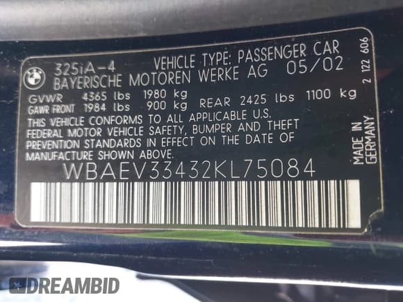 ✅ 2002 BMW 3 Series 325i • VIN: WBAEV33432KL75084 • Lot: 42956390. Wystawiony na IAAI z przebiegiem 189 449 mil. Bezpłatny archiwum sprzedaży aukcyjnych z USA i szczegółowy raport historii pojazdu na DreamBid. Zdjęcie 9.