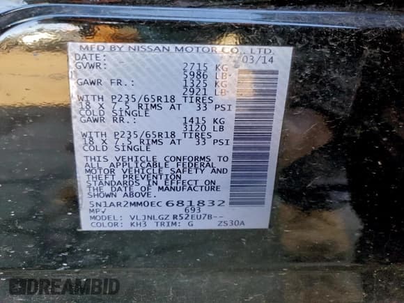 ✅ 2014 Nissan Pathfinder SL • VIN: 5N1AR2MM0EC681832 • Лот: 94334795. Опубликован ранее на Copart с пробегом 164 821 миль. Бесплатный доступ к архиву аукционных продаж из США и подробный отчёт об истории автомобиля на DreamBid. Изображение 13.