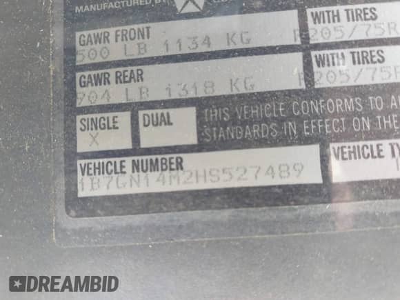 1987 Dodge Dakota с VIN 1B7GN14M2HS527489, выставлен на аукционе IAAI как лот 43258089 с пробегом 128 273 миль миль и . История ставок и продаж доступна на DreamBid. Изображение 9.