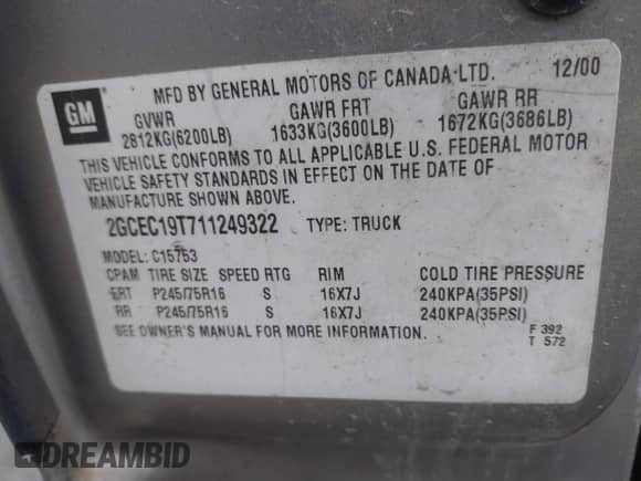 ✅ 2001 Chevrolet Silverado 1500 LT • VIN: 2GCEC19T711249322 • Lot: 41556311. Wystawiony na IAAI z przebiegiem 200 237 mil mil. Skorzystaj z bezpłatnego archiwum sprzedaży aukcyjnych z USA i zobacz szczegółowy raport historii pojazdu na DreamBid. Zdjęcie 9.