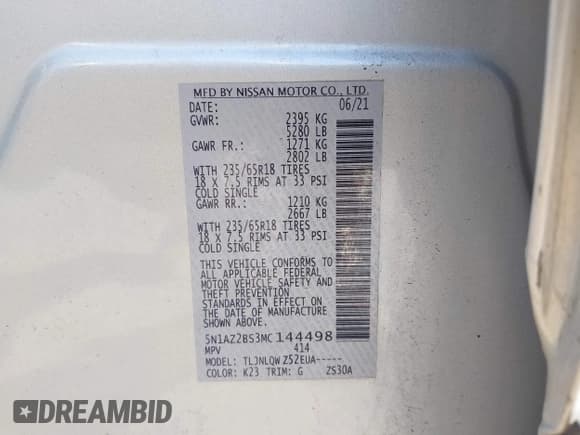 ✅ 2021 Nissan Murano SV • VIN: 5N1AZ2BS3MC144498 • Lot: 42071696. Wystawiony na IAAI z przebiegiem 83 014 mil. Bezpłatny archiwum sprzedaży aukcyjnych z USA i szczegółowy raport historii pojazdu na DreamBid. Zdjęcie 9.