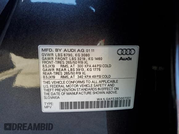 ✅ 2011 Audi Q7 Premium Plus • VIN: WA1LGAFE2BD007331 • Lot: 81831045. Wystawiony na Copart z przebiegiem 148 555 mil. Bezpłatny archiwum sprzedaży aukcyjnych z USA i szczegółowy raport historii pojazdu na DreamBid. Zdjęcie 13.