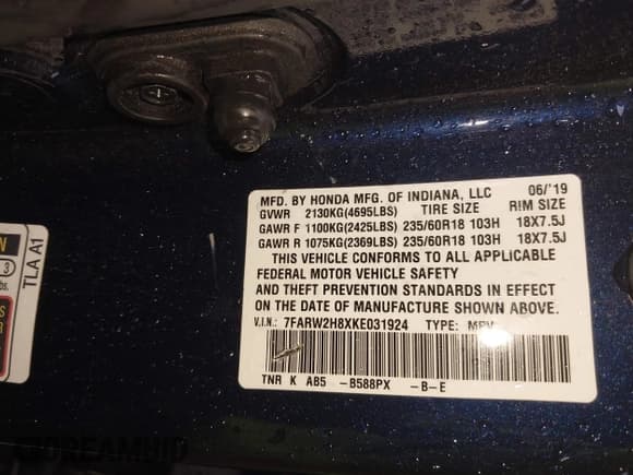 ✅ 2019 Honda CR-V EX-L • VIN: 7FARW2H8XKE031924 • Lot: 42875301. Listed on IAAI with 168,332 mi. Free auction sales archive from the USA and detailed vehicle history report at DreamBid. Image 9.