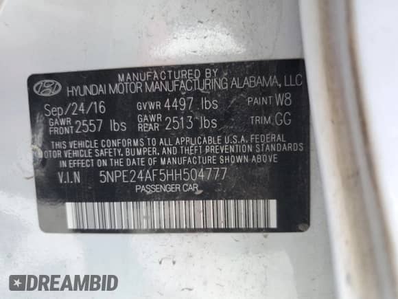 ✅ 2017 Hyundai Sonata 2.4L • VIN: 5NPE24AF5HH504777 • Lot: 90485405. Wystawiony na Copart z przebiegiem 117 815 mil mil. Skorzystaj z bezpłatnego archiwum sprzedaży aukcyjnych z USA i zobacz szczegółowy raport historii pojazdu na DreamBid. Zdjęcie 13.