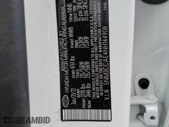 ✅ 2022 Hyundai Tucson SEL • VIN: 5NMJCCAE4NH144908 • Lot: 47258503. Wystawiony na Copart z przebiegiem 13 110 mil. Bezpłatny archiwum sprzedaży aukcyjnych z USA i szczegółowy raport historii pojazdu na DreamBid. Zdjęcie 13.