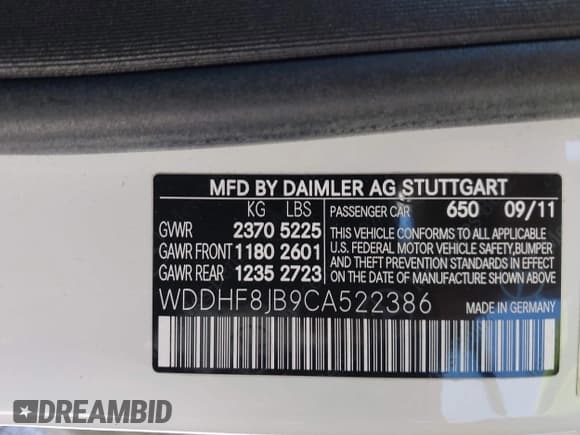 ✅ 2012 Mercedes-Benz E 350 Sport • VIN: WDDHF8JB9CA522386 • Lot: 43418602. Listed on IAAI with 97,671 mi. Free auction sales archive from the USA and detailed vehicle history report at DreamBid. Image 9.