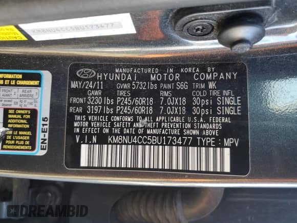 2011 Hyundai Veracruz GLS с VIN KM8NU4CC5BU173477, выставлен на аукционе Copart как лот 43613915 с пробегом 165 148 миль миль и Списание • Salvage title. История ставок и продаж доступна на DreamBid. Изображение 14.