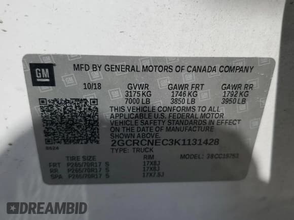 ✅ 2019 Chevrolet Silverado 1500 Work Truck • VIN: 2GCRCNEC3K1131428 • Lot: 73585114. Wystawiony na Copart z przebiegiem 136 536 mil. Bezpłatny archiwum sprzedaży aukcyjnych z USA i szczegółowy raport historii pojazdu na DreamBid. Zdjęcie 12.