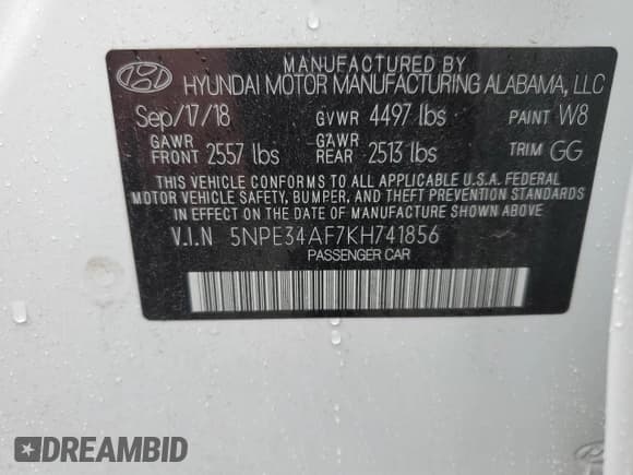 ✅ 2019 Hyundai Sonata SEL • VIN: 5NPE34AF7KH741856 • Lot: 60382952. Wystawiony na Copart z przebiegiem 15 179 mil. Bezpłatny archiwum sprzedaży aukcyjnych z USA i szczegółowy raport historii pojazdu na DreamBid. Zdjęcie 10.