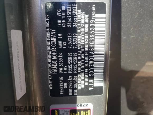 ✅ 2017 Hyundai Santa Fe Ultimate • VIN: 5XYZWDLA6HG395339 • Lot: 43428373. Wystawiony na Copart z przebiegiem 87 532 mil mil. Skorzystaj z bezpłatnego archiwum sprzedaży aukcyjnych z USA i zobacz szczegółowy raport historii pojazdu na DreamBid. Zdjęcie 13.