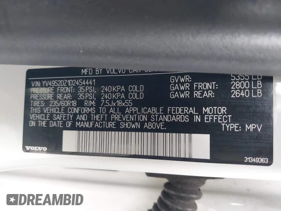 ✅ 2013 Volvo XC60 3.2L • VIN: YV4952DZ1D2454441 • Лот: 42320363. Опубликован ранее на IAAI с пробегом 85 527 миль. Бесплатный доступ к архиву аукционных продаж из США и подробный отчёт об истории автомобиля на DreamBid. Изображение 9.