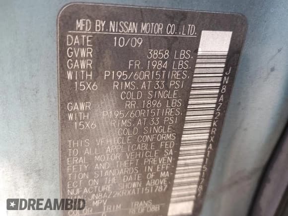 ✅ 2010 Nissan Cube S • VIN: JN8AZ2KRXAT151787 • Лот: 90059695. Опубликован ранее на Copart с пробегом 194 214 миль. Бесплатный доступ к архиву аукционных продаж из США и подробный отчёт об истории автомобиля на DreamBid. Изображение 13.