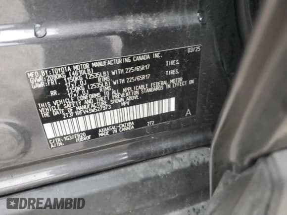 ✅ 2025 Toyota RAV4 LE • VIN: 2T3F1RFV4SW527973 • Лот: 93122985. Опубликован ранее на Copart с пробегом 15 963 миль. Бесплатный доступ к архиву аукционных продаж из США и подробный отчёт об истории автомобиля на DreamBid. Изображение 14.