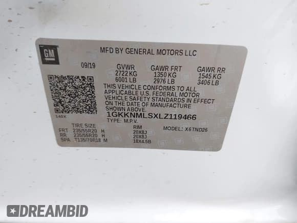 ✅ 2020 GMC Acadia SLT • VIN: 1GKKNMLSXLZ119466 • Лот: 42455191. Опубликован ранее на IAAI с пробегом 40 447 миль. Бесплатный доступ к архиву аукционных продаж из США и подробный отчёт об истории автомобиля на DreamBid. Изображение 9.