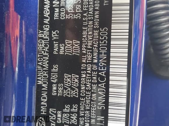 ✅ 2022 Hyundai Tucson SE • VIN: 5NMJACAE9NH015505 • Lot: 85419805. Listed on Copart with 49,719 mi. Free auction sales archive from the USA and detailed vehicle history report at DreamBid. Image 13.