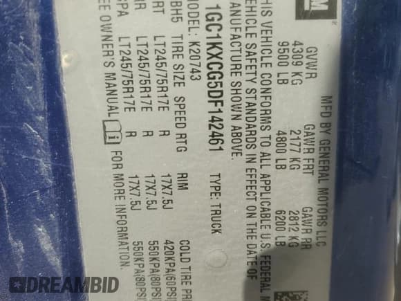 ✅ 2013 Chevrolet Silverado 2500HD LT • VIN: 1GC1KXCG5DF142461 • Lot: 86495255. Listed on Copart with 184,253 mi. Free auction sales archive from the USA and detailed vehicle history report at DreamBid. Image 12.