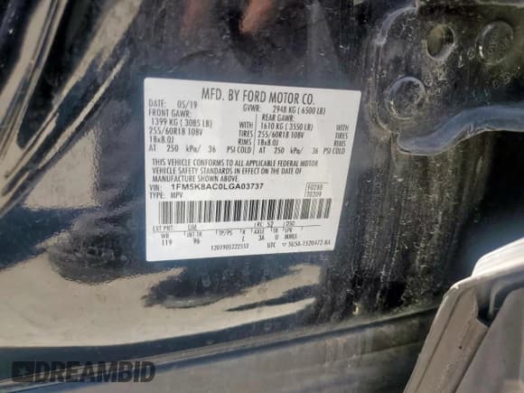 ✅ 2020 Ford Police Interceptor Utility • VIN: 1FM5K8AC0LGA03737 • Lot: 57535455. Listed on Copart with 121,221 mi. Free auction sales archive from the USA and detailed vehicle history report at DreamBid. Image 13.