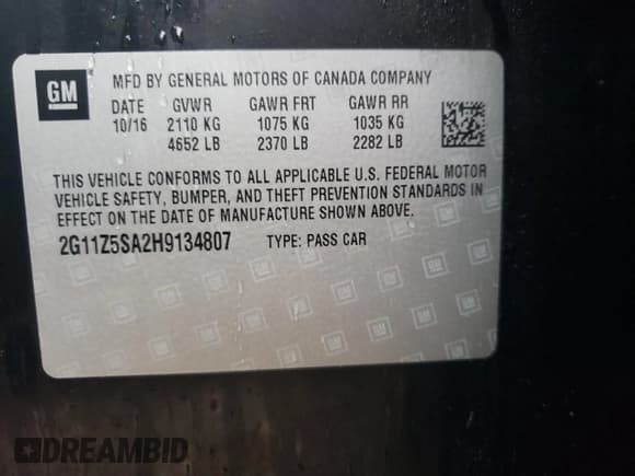 ✅ 2017 Chevrolet Impala LS • VIN: 2G11Z5SA2H9134807 • Лот: 72410404. Опубликован ранее на Copart с пробегом 73 009 миль. Бесплатный доступ к архиву аукционных продаж из США и подробный отчёт об истории автомобиля на DreamBid. Изображение 13.