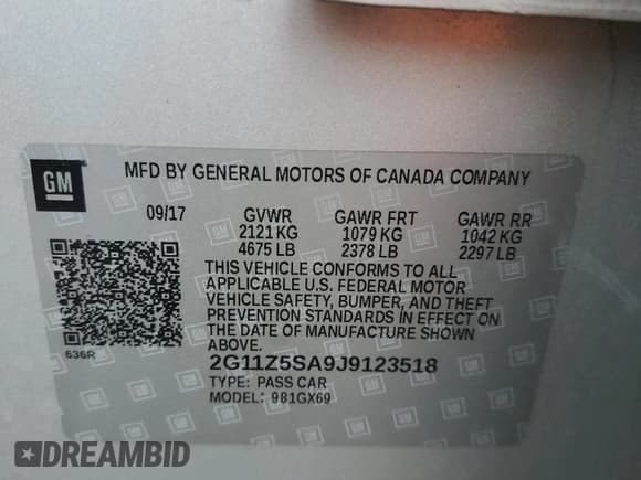 ✅ 2018 Chevrolet Impala LS • VIN: 2G11Z5SA9J9123518 • Лот: 75717694. Опубликован ранее на Copart с пробегом 59 649 миль. Бесплатный доступ к архиву аукционных продаж из США и подробный отчёт об истории автомобиля на DreamBid. Изображение 12.