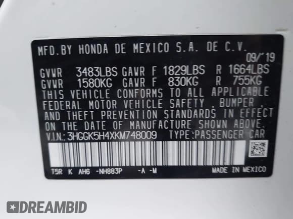 ✅ 2019 Honda Fit LX • VIN: 3HGGK5H4XKM748009 • Lot: 43710880. Wystawiony na IAAI z przebiegiem 49 841 mil. Bezpłatny archiwum sprzedaży aukcyjnych z USA i szczegółowy raport historii pojazdu na DreamBid. Zdjęcie 9.