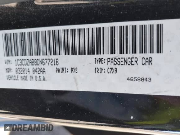 2013 Dodge Avenger SE with VIN 1C3CDZAB8DN677218, listed as a IAAI auction lot 43470109 with 140,223 mi miles and . Bid and sale history available at DreamBid. Image 9.