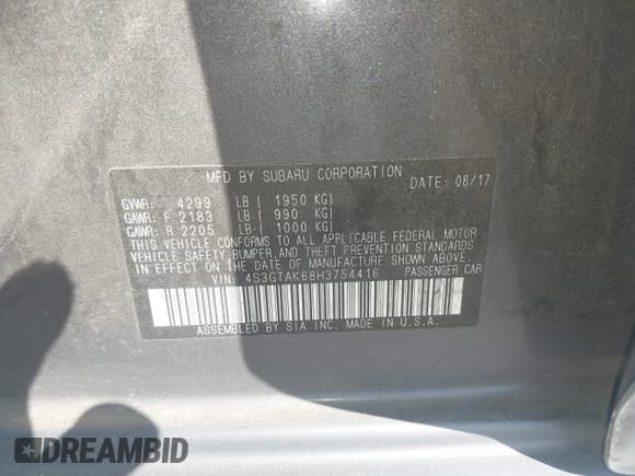 ✅ 2017 Subaru Impreza Special Sports • VIN: 4S3GTAK68H3754416 • Lot: 43343886. Listed on IAAI with 79,176 mi. Free auction sales archive from the USA and detailed vehicle history report at DreamBid. Image 9.