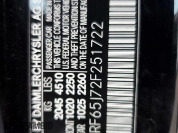 ✅ 2002 Mercedes-Benz C AMG • VIN: WDBRF65J72F251722 • Lot: 86119614. Wystawiony na Copart z przebiegiem 161 762 mil. Bezpłatny archiwum sprzedaży aukcyjnych z USA i szczegółowy raport historii pojazdu na DreamBid. Zdjęcie 12.