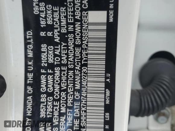 ✅ 2017 Honda Civic EX-L • VIN: SHHFK7H74HU402730 • Лот: 91844615. Опубликован ранее на Copart с пробегом 124 953 миль. Бесплатный доступ к архиву аукционных продаж из США и подробный отчёт об истории автомобиля на DreamBid. Изображение 12.